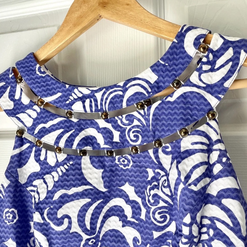 Lilly Pulitzer | Blue Tide Pools Beaded Shift Dress - Picture 9 of 15